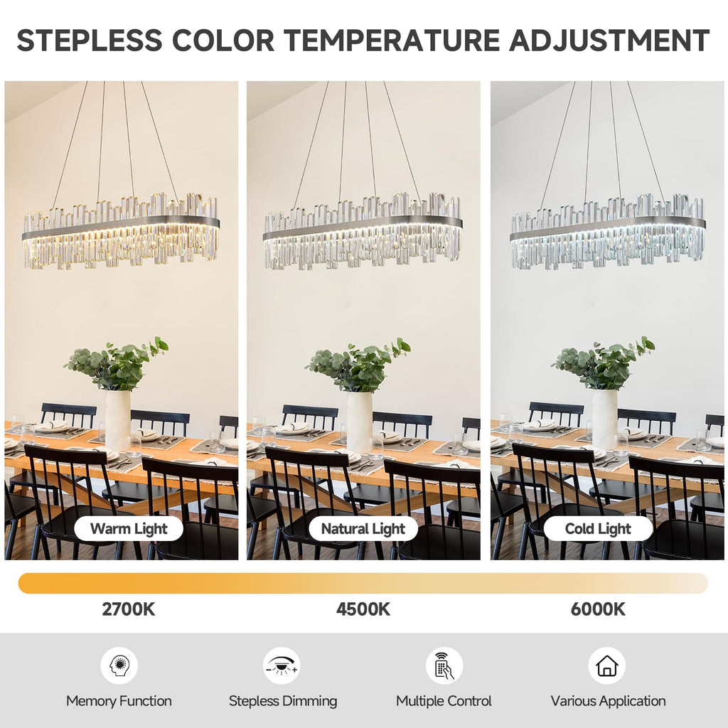 Nickel Led Modern Crystal Chandelier,Rectangle Chandeliers