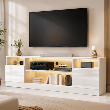 70" High-Gloss TV Stand for TVs up to 80" with LED Lights