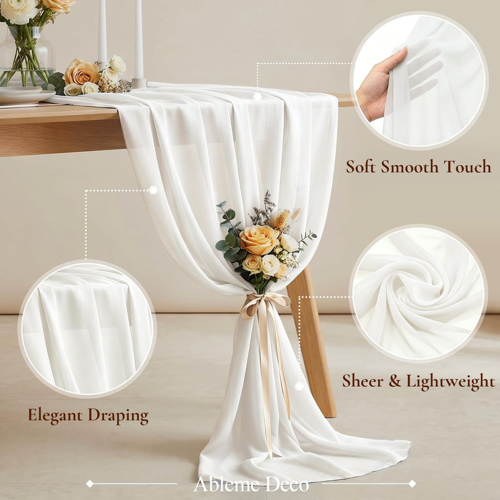 Chiffon Fabric by The Yard 60" x 5 Yards, Soft Sheer Draping (Ivory)