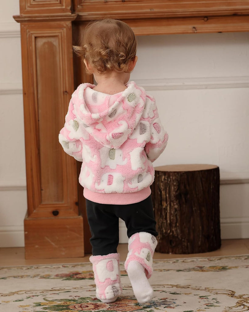 Toddler Girl Clothes Baby Girl Fleece Hoodie Outfits Thick Thermal Winter Leggings 2Pcs Clothing Sets