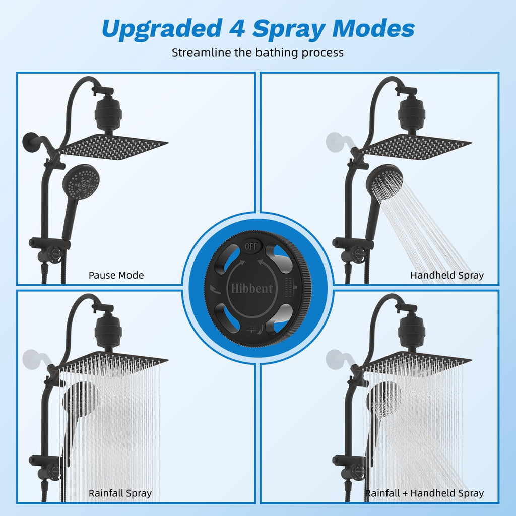 10" Dual Filtered 10" Rainfall Shower Head with Handheld 10-Spray