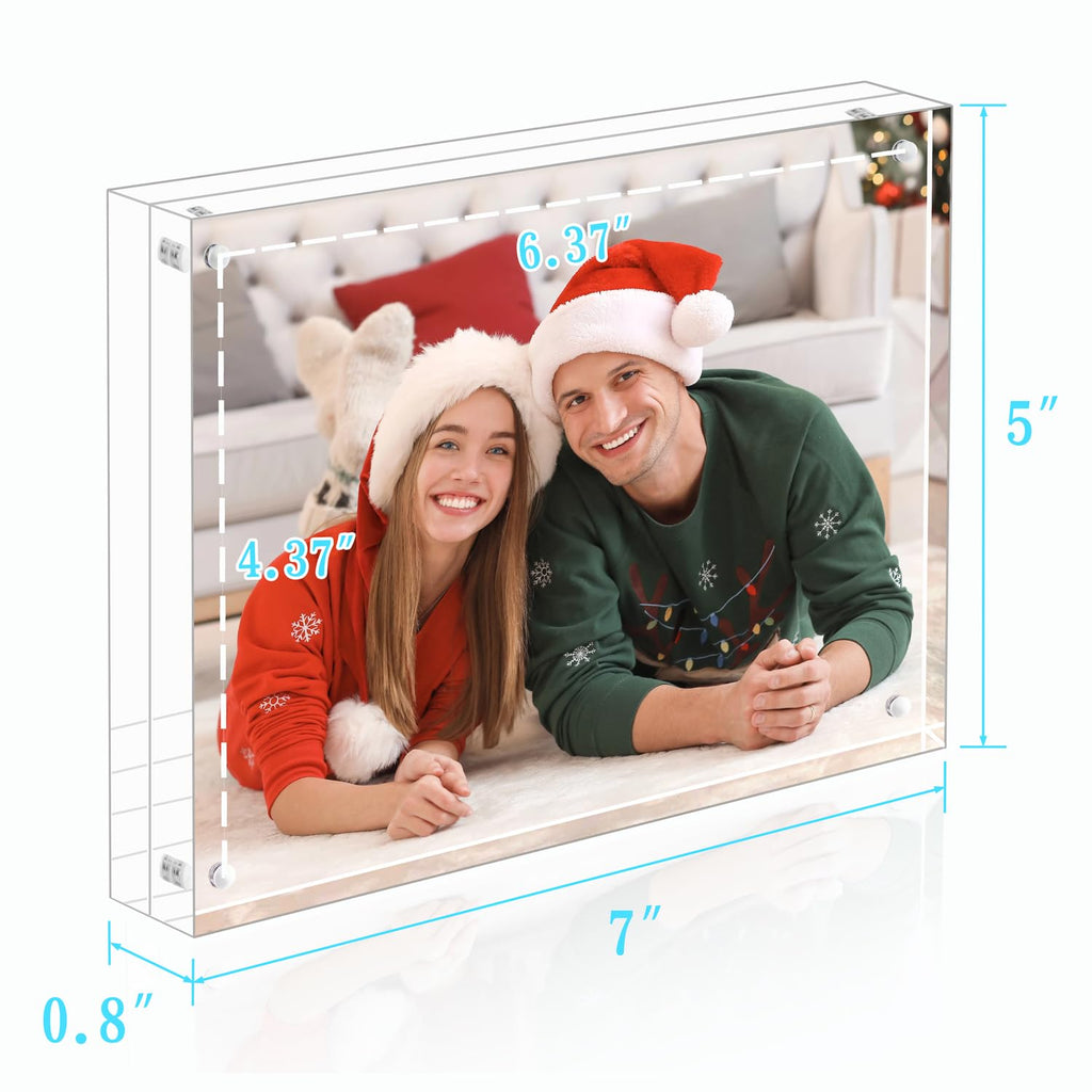 Acrylic Picture Frame 5x7 Tabletop Photo Frame Magnetic Double Sided Frame Free Standing Desktop for Display
