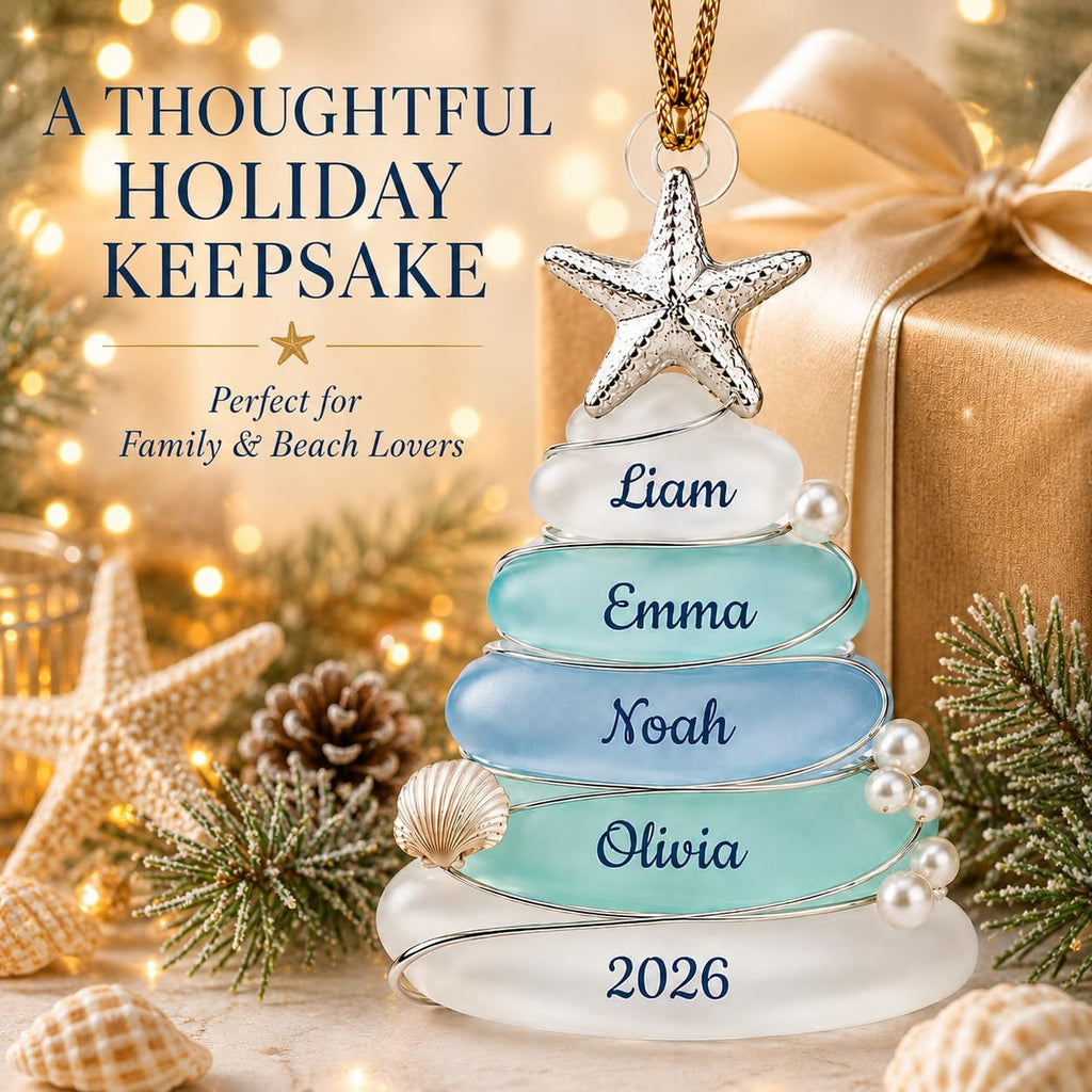 Personalized Christmas Ornaments, Sea Glass Tree Ornament,Ocean