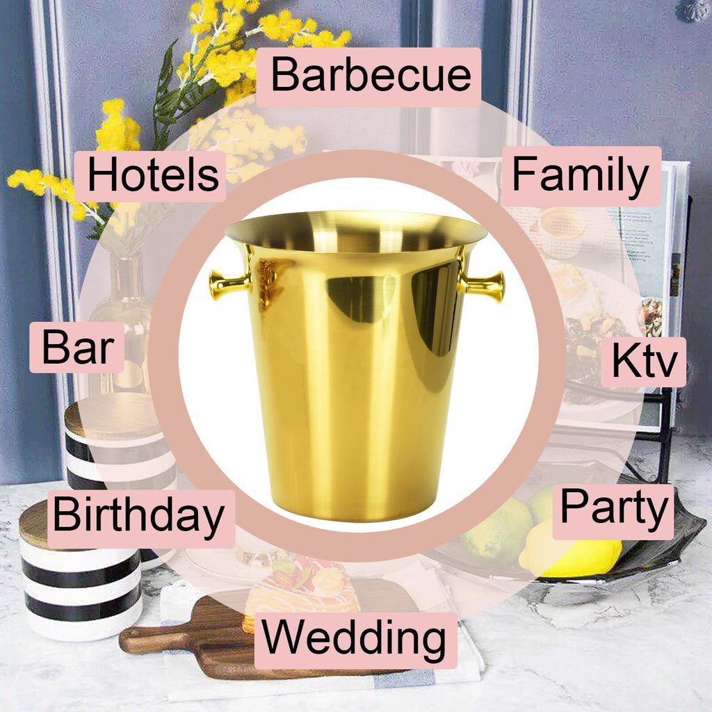 Champagne Ice Bucket with Stand Stainless Steel Wine Bucket on Stand Ice Cube Chiller Container Standing Ice Bucket