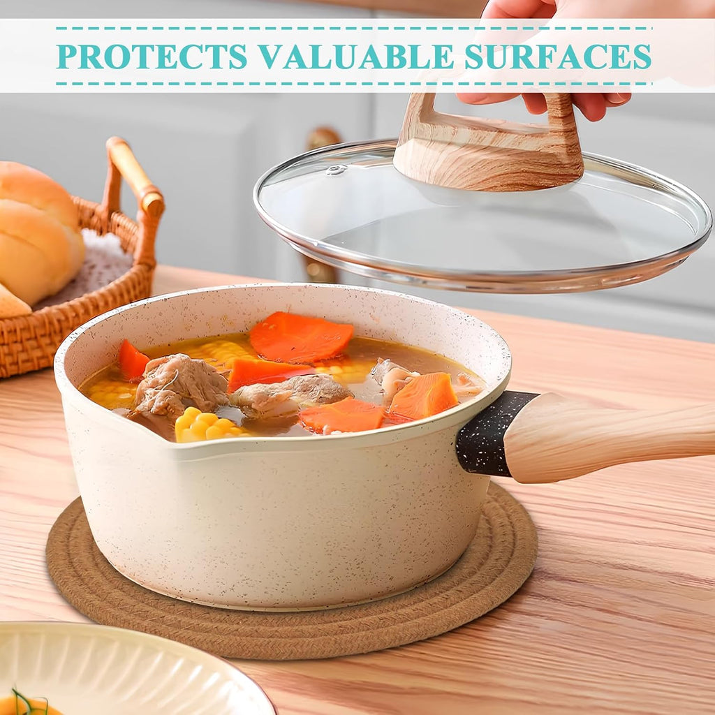 Trivets for Hot Dishes, Pots and Pans, Hot Pads with Storage Basket, Pot Holders, Heat Resistant Mat Protect Counter - Set of 5