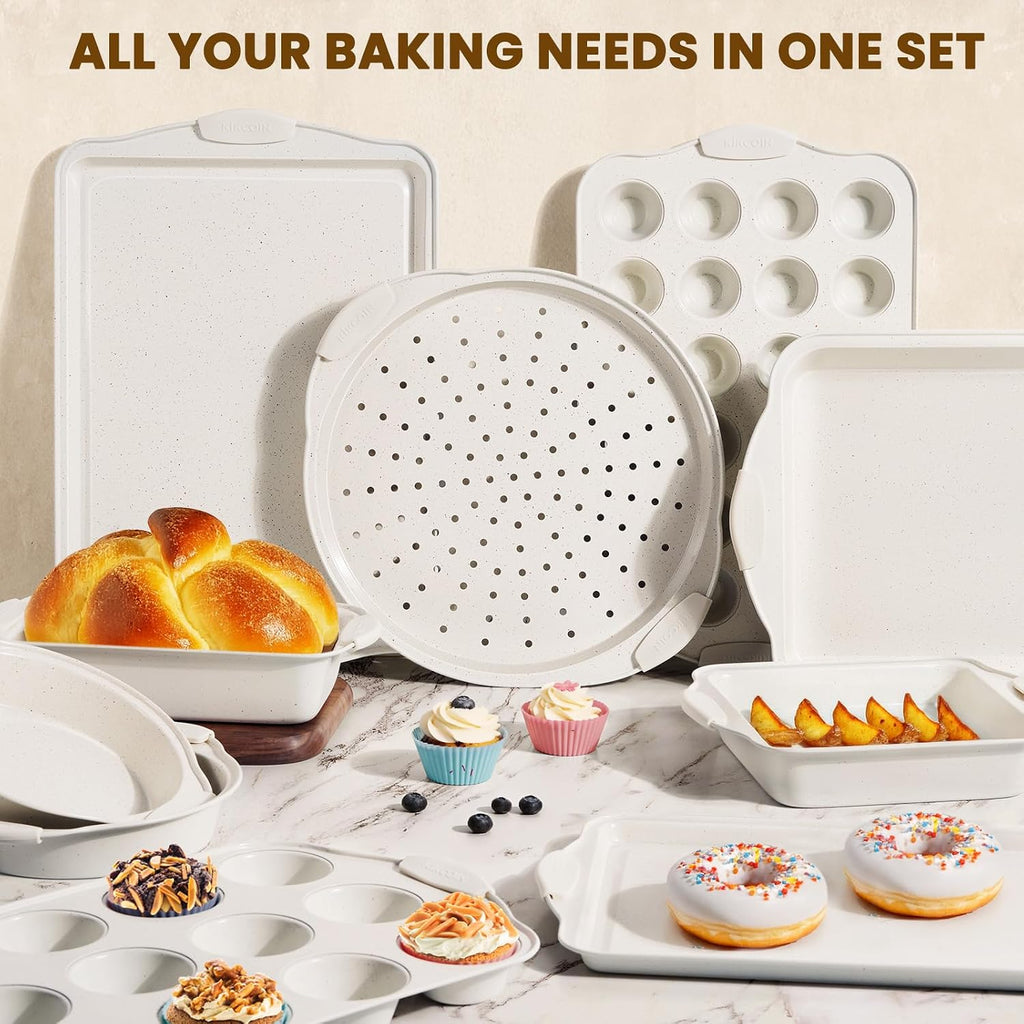 22 PCS Nonstick Pans Set, Stackable Bakeware Sets with Silicone Handles, 450°F Oven Safe Sheet Set, Easy Release