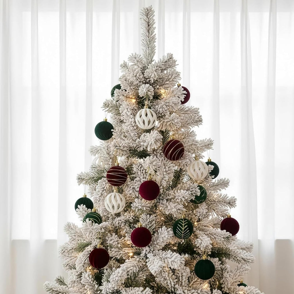 Velvet Christmas Ball Ornaments, Christmas Tree Ornaments Set 2.36in - Set of 30