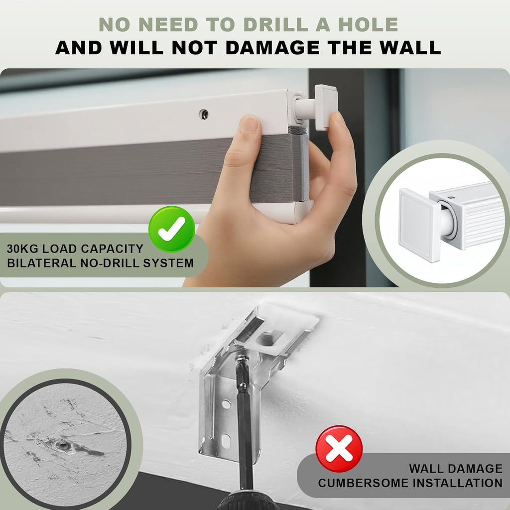 No Drill Cordless Cellular Shades, Blackout, White, 21x48 | Tool-free installation for renters; insulated honeycomb