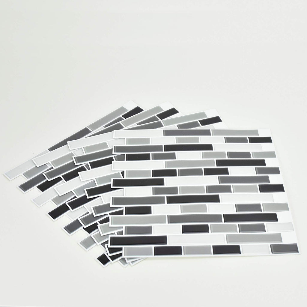 NH2362 Smoked Glass Peel & Stick Backsplash Tiles, Black