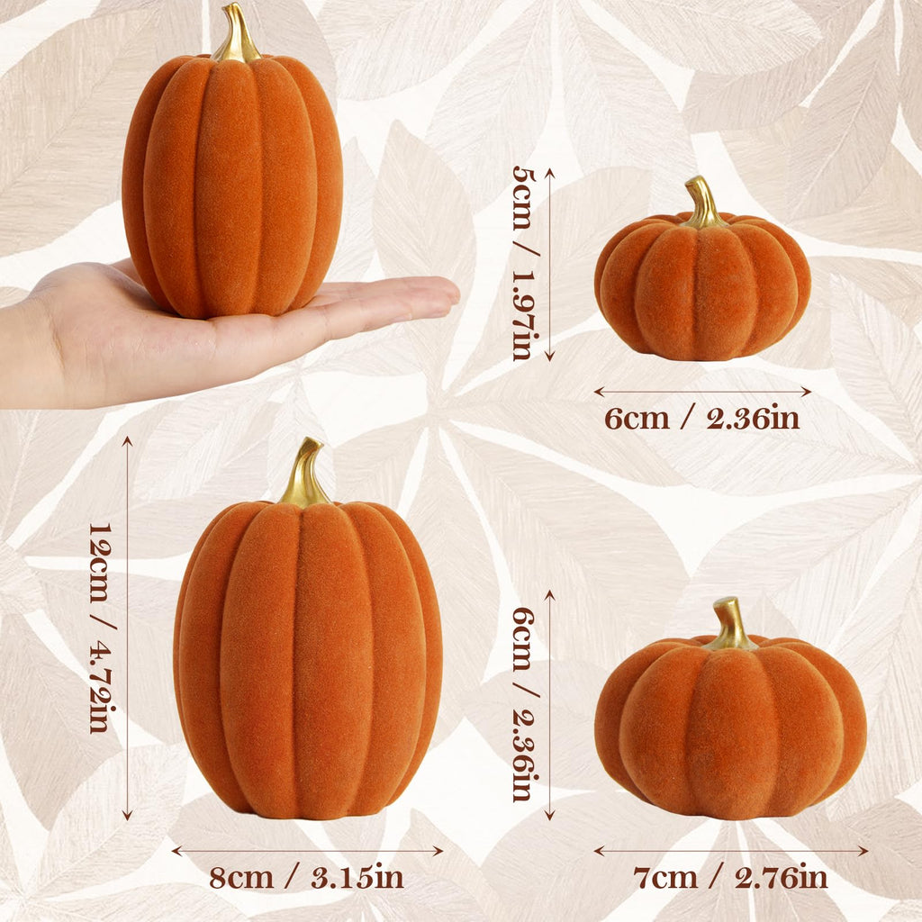 Fall Pumpkin Decor, Fake Flocked Pumpkin Decoration