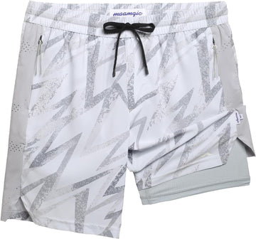 Boys Athletic Shorts with Compression Liner Zipper Pockets