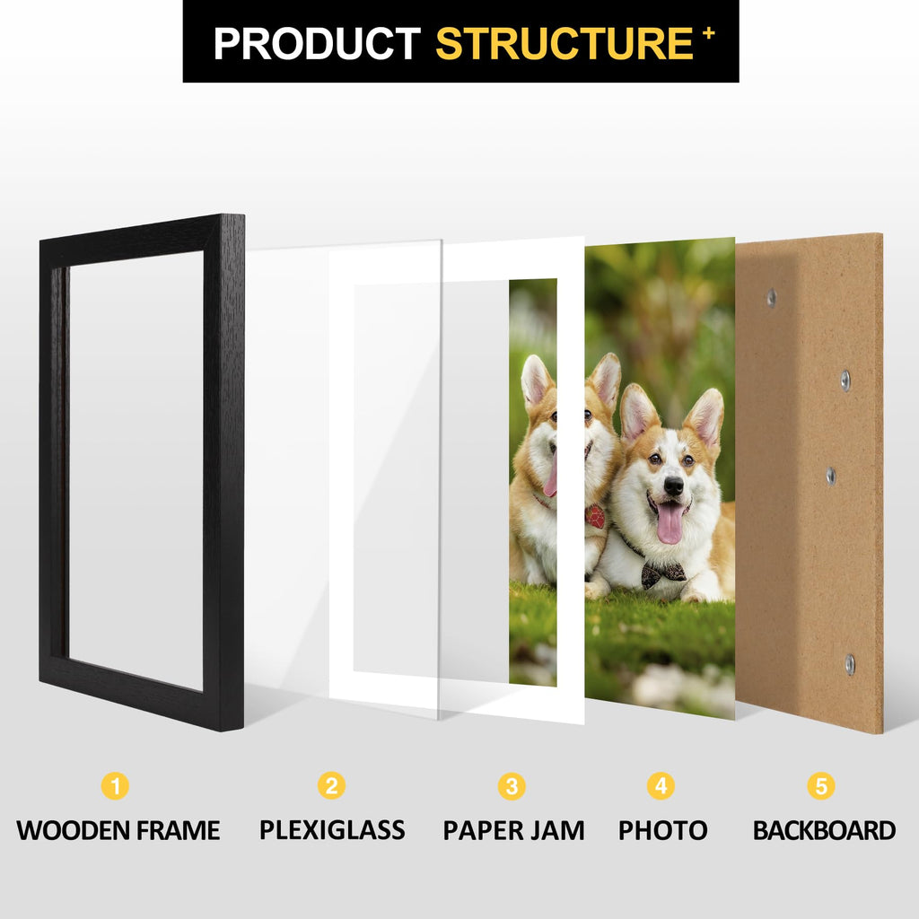 8x10 Picture Frames with 6x8 Mat Set of 2, Black