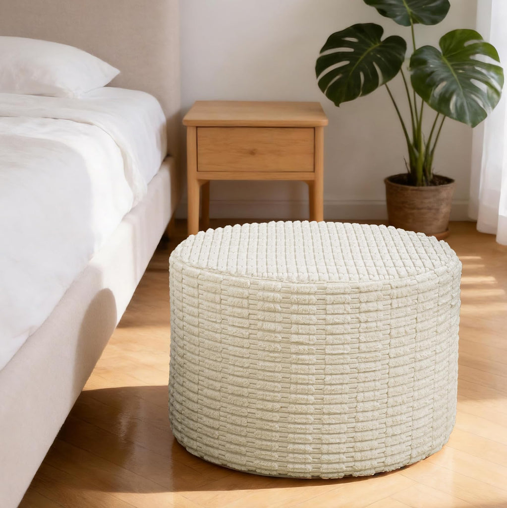 Supportive Boucle Pouf Ottoman Foot Rest Elevate Your Living Room Decor with Lightweight Pouf Filler Modern Foam
