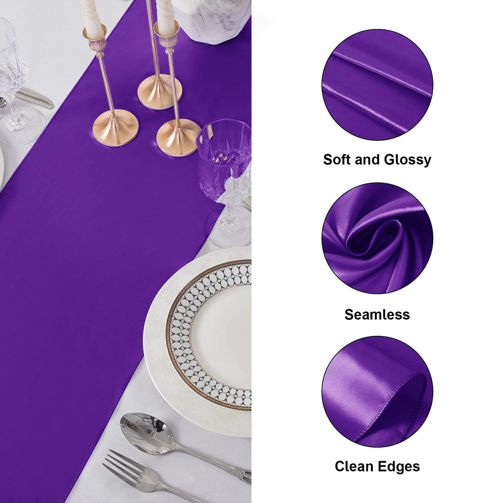 12Pack Table Runner 12 x 108 Inches Satin Silk Table Runner for Wedding, Birthday Party, Banquets, Graduations