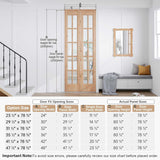 Bifold Closet Door,for 32in x 80in (Double 16x80) Opening,French Glass Barn Doors with 2.66FT Concea