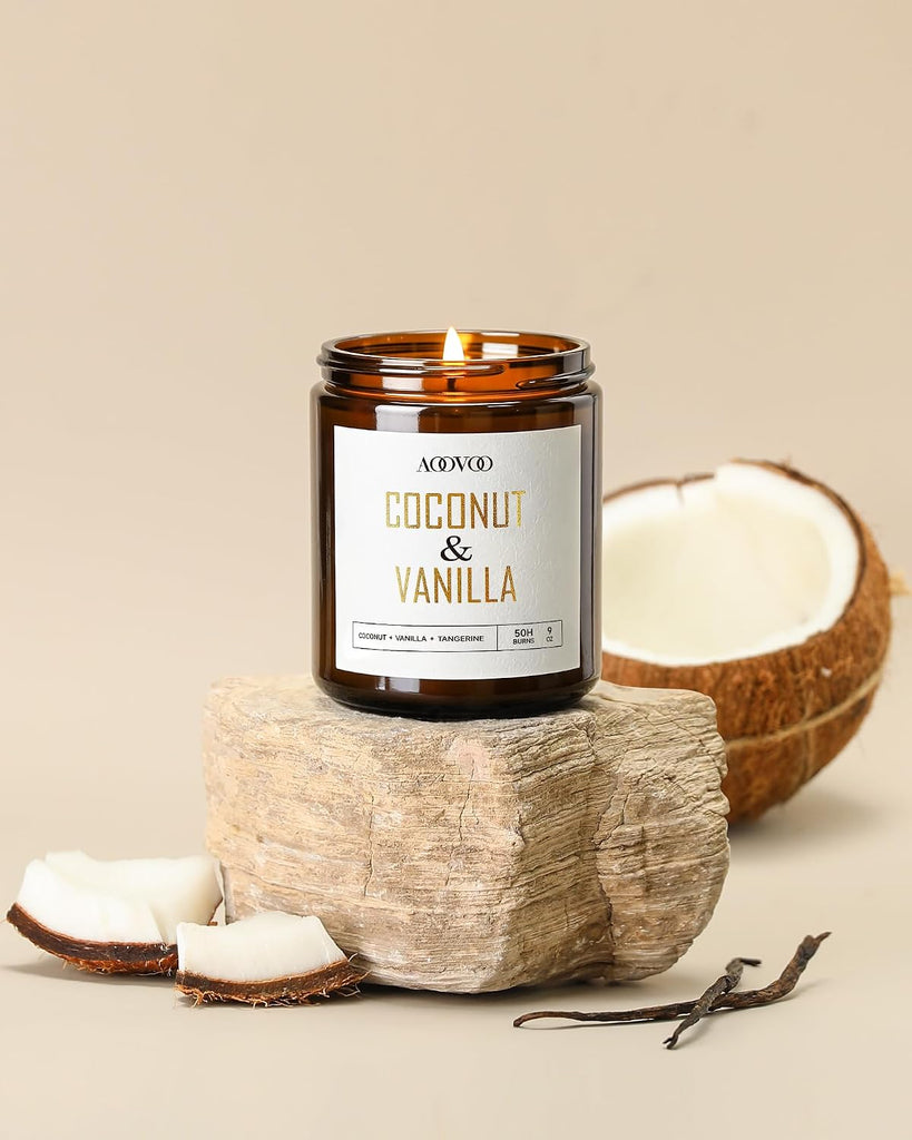 Coconut Vanilla Candles - 9 oz Scented Candles - Set of 9