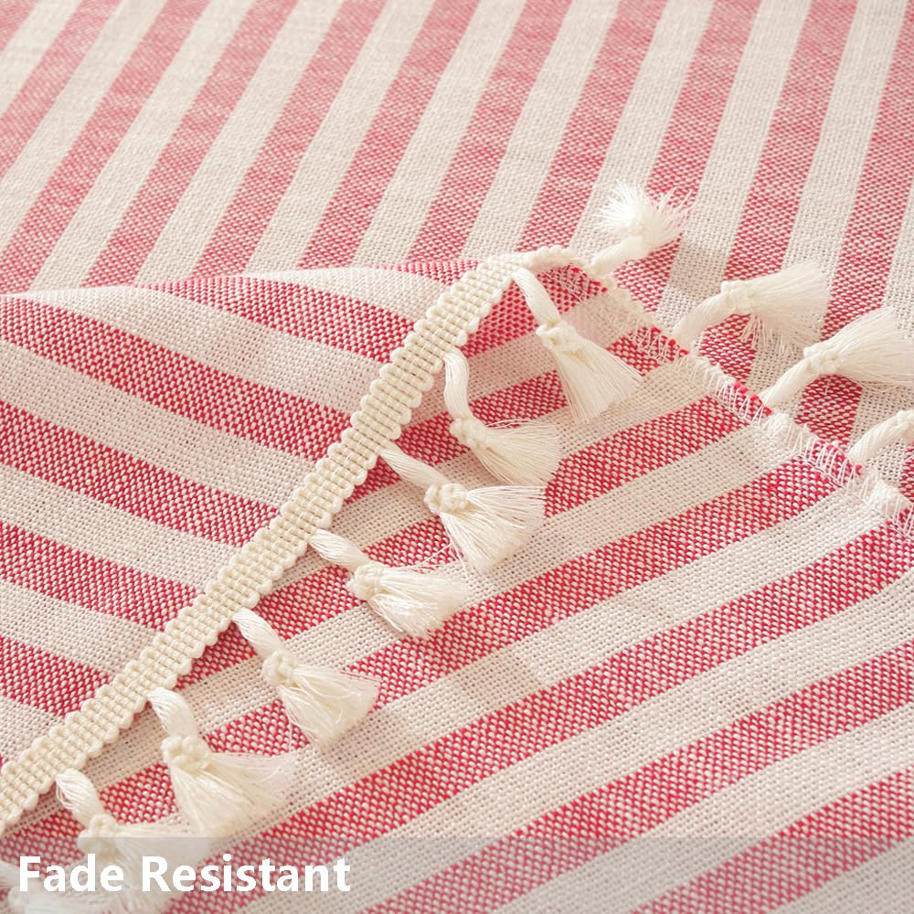 70 Inch Round Tablecloth Red and White Striped Outdoor Table Cover