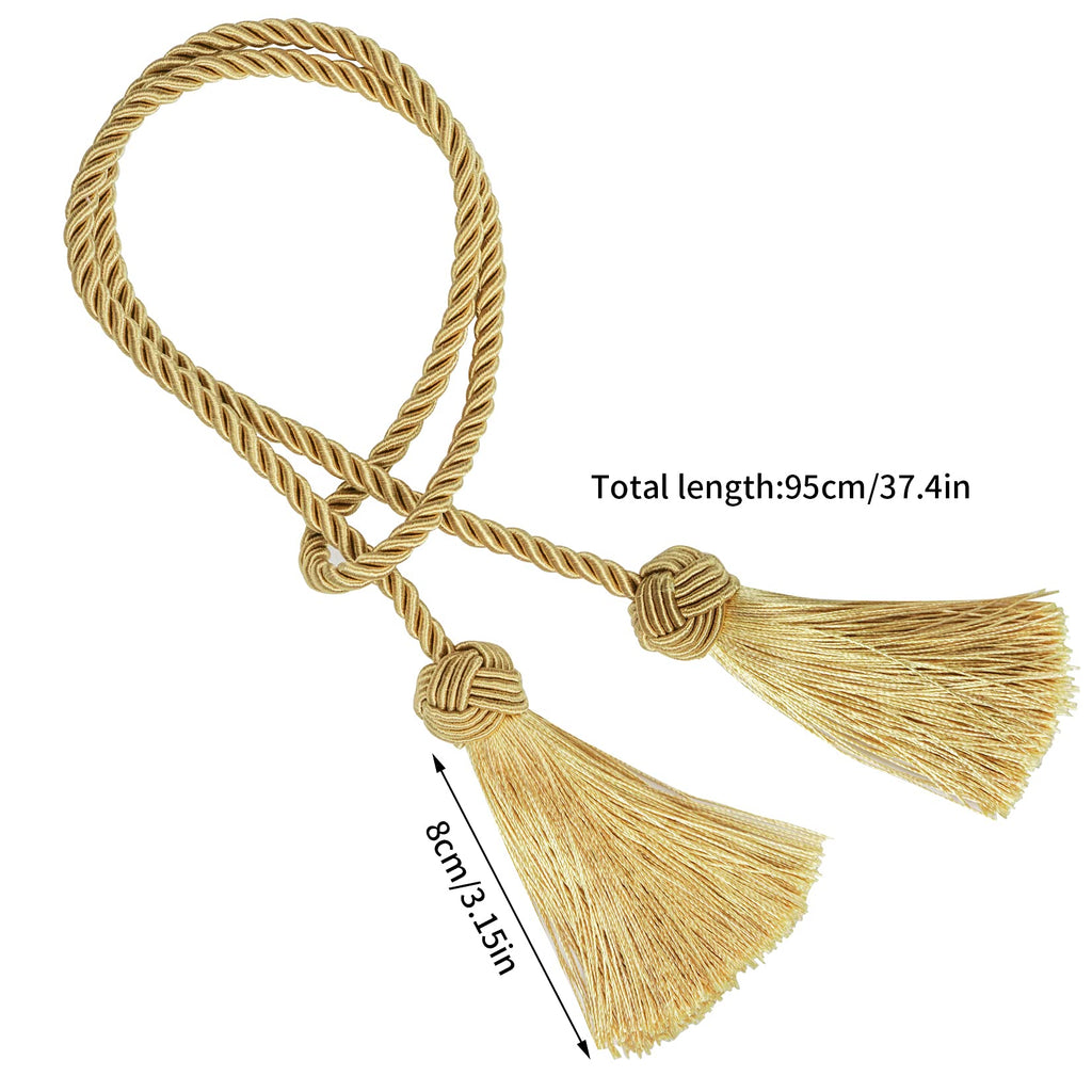 Curtain Tiebacks Window Curtain Tiebacks Decorative Tassels Tieback Gold Rope with Tassels Window Office - 4 Pack
