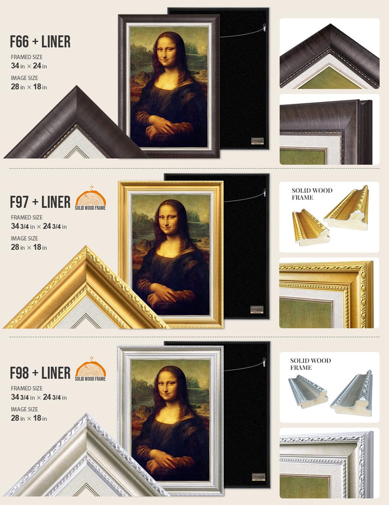 Mona Lisa Framed Wall Art, Custom Frame, 35x25