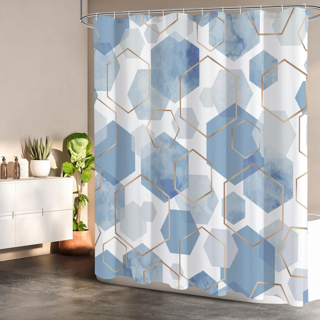Small Stall Shower Curtain Set, Geometric Bathroom Decor 36x72