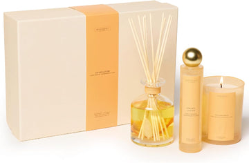 Golden Luster Gift Box | Candle, Room Spray & Reed Diffuser | Orange, Cedarwood & Clove | Luxurious Home Fragrance - Set of 3
