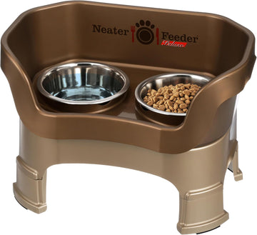Feeder Deluxe Mess-Proof Elevated Dog Bowls for Medium Dogs (19-40 lbs), 2 Height Adjustable (10" & 12.5") No-Spill