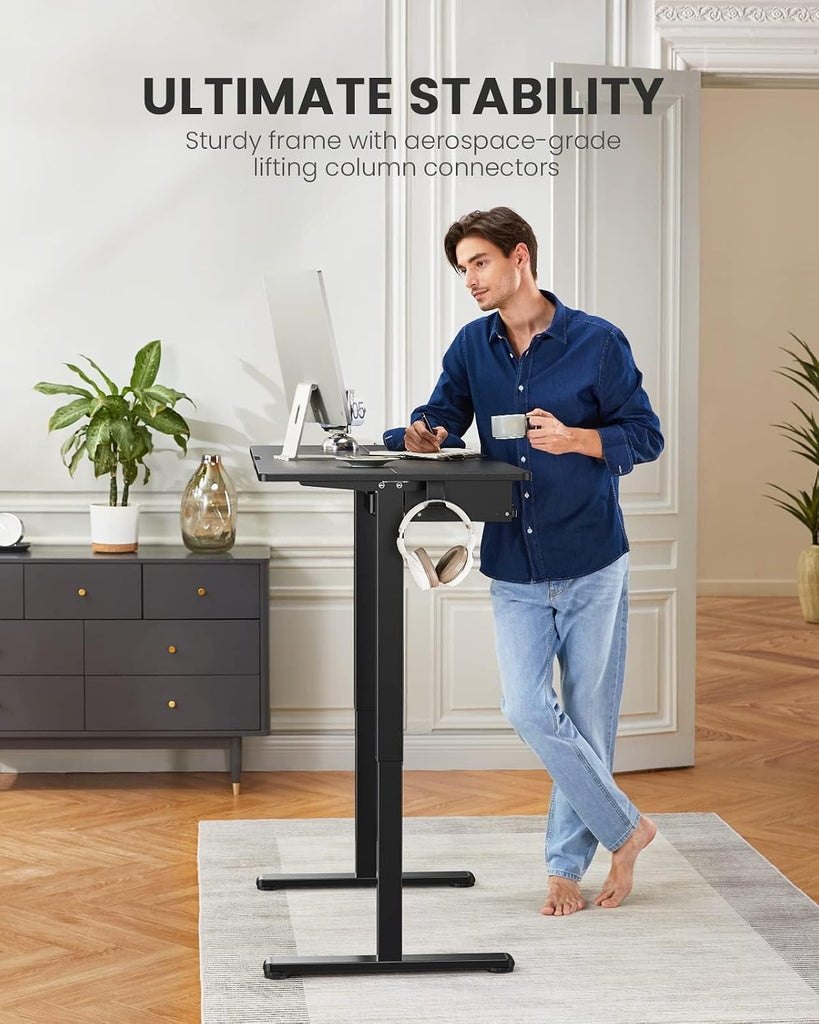 Electric Standing Desk with Keyboard Tray, 55x28 Inches Adjustable Height Sit Stand Up Desk, Home Office Desk