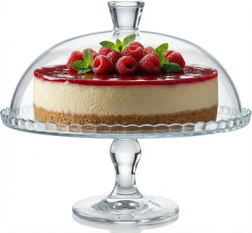 Glass Cake Stand with Dome, Clear Glass Cake Plate, Multifunctional Serving Stand, Elegant Dessert Display for Cakes