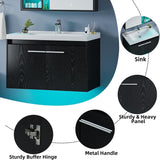4ever2buy 31" Floating Bathroom Vanity with Sink, Modern Black Bathroom Vanity with LED Light