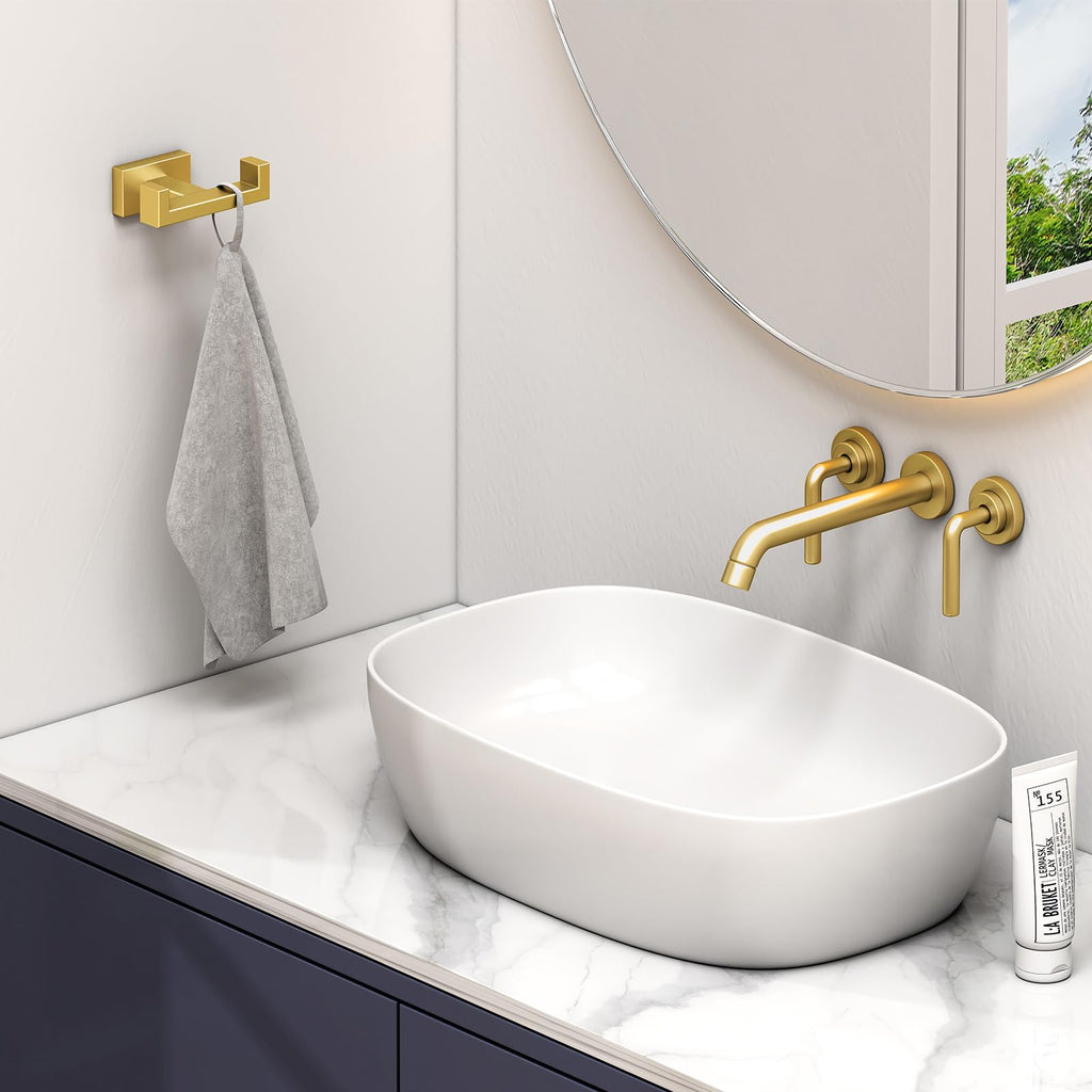 Double Towel Hook Brushed Dark Gold, Bath Robe Holder, 2 Pack