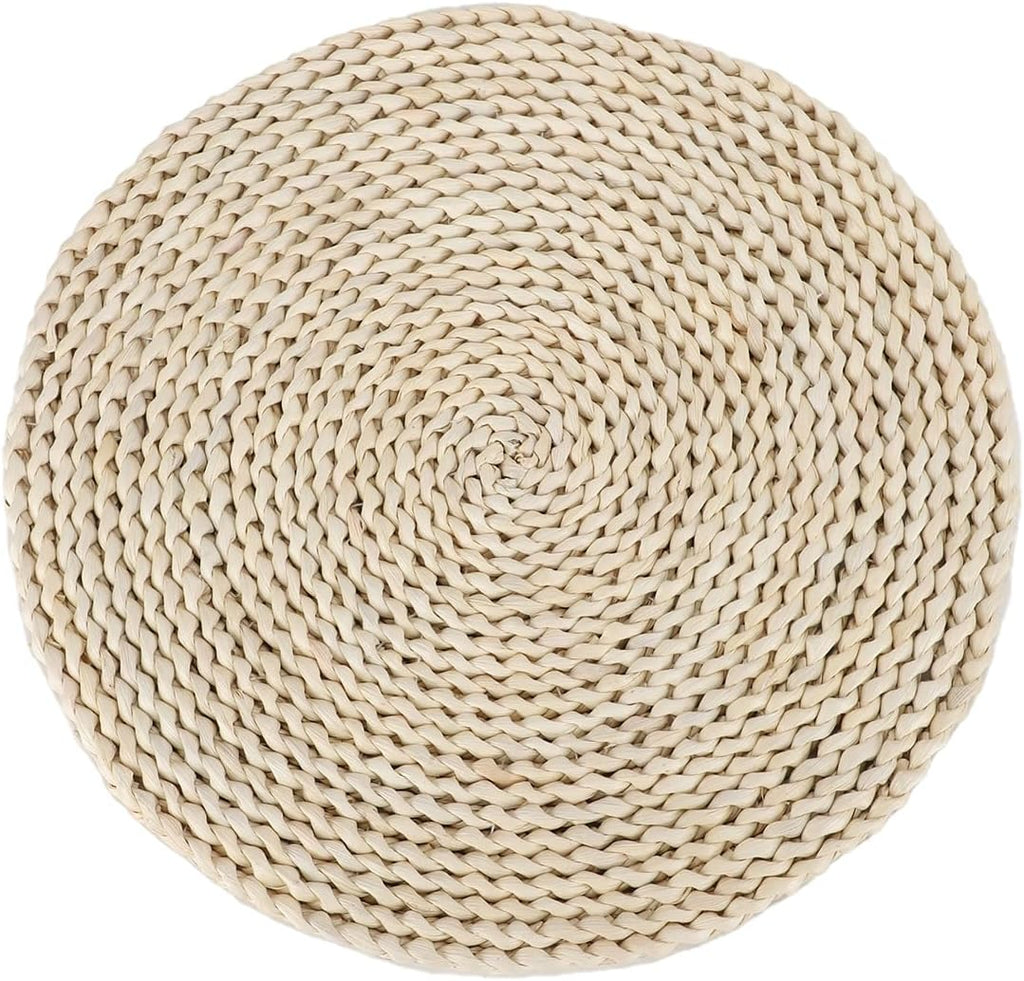 YRMT Round Woven Placemats Corn Husk Woven Placemat Braided Straw Water Hyacinth Place Mats for Dining - Set of 6