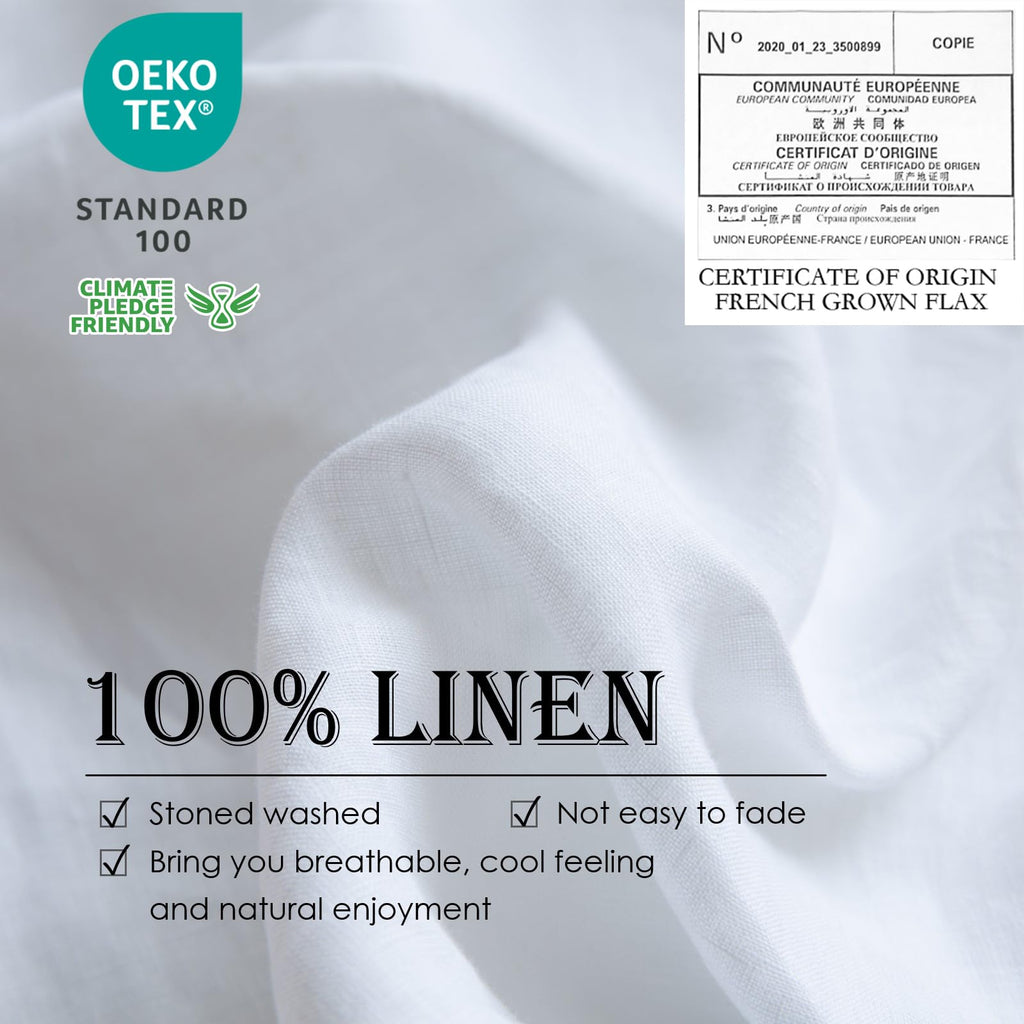 100% Linen Duvet Cover Set 3pcs Basic Style Natural French Washed Flax Solid Color Soft Breathable Farmhouse Bedding