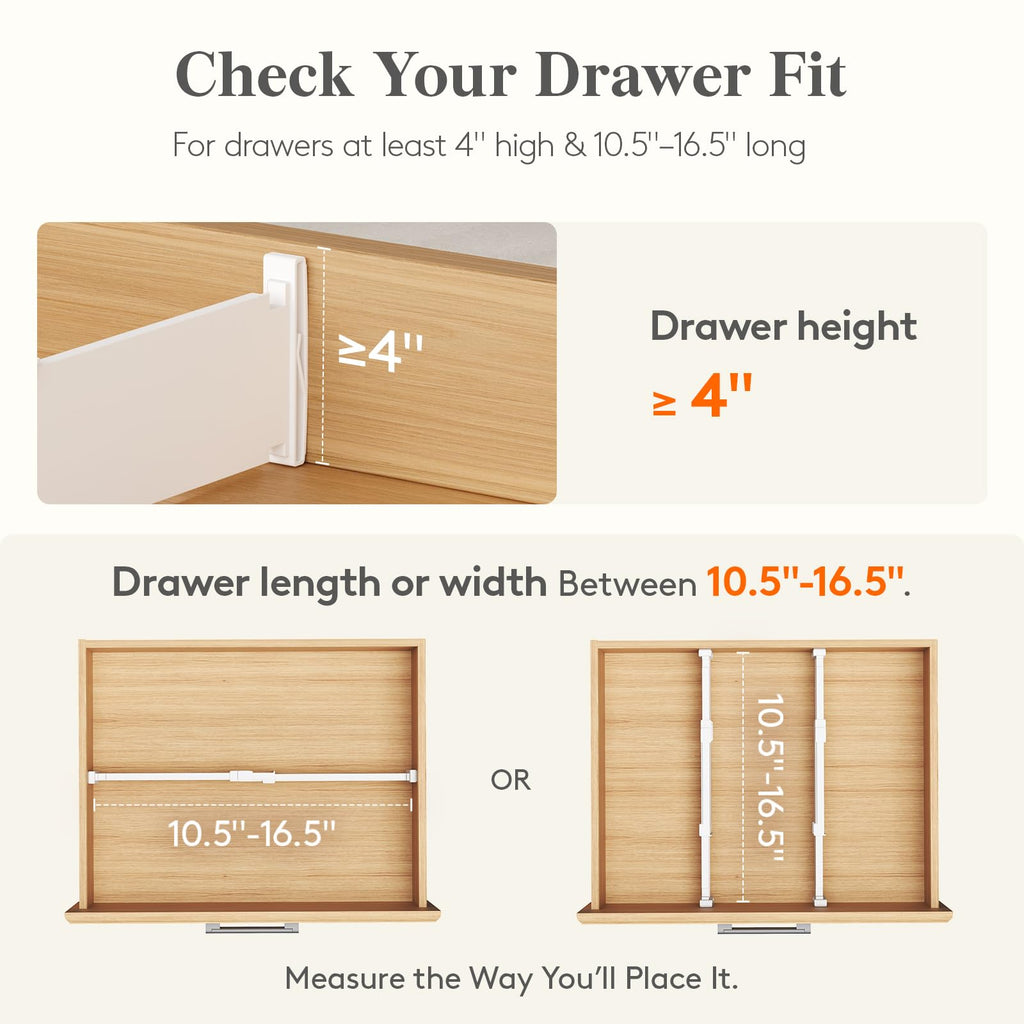9 Pack 4" High Drawer Dividers, Adjustable Drawer Organizer Clothes