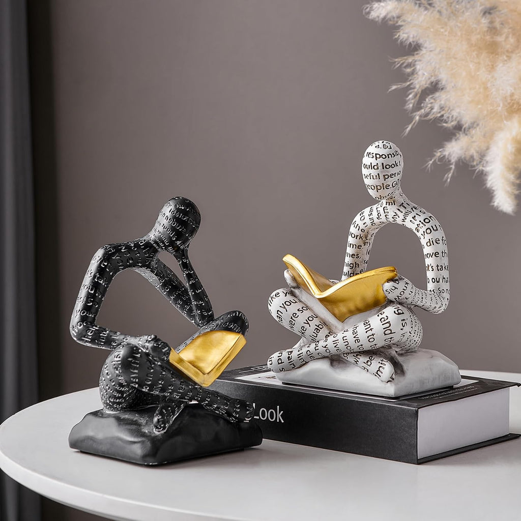 Heavy Duty Book Ends for Shelves, Thinker Decorative Bookends for Heavy Books, Unique Book Stoppers to Hold Book