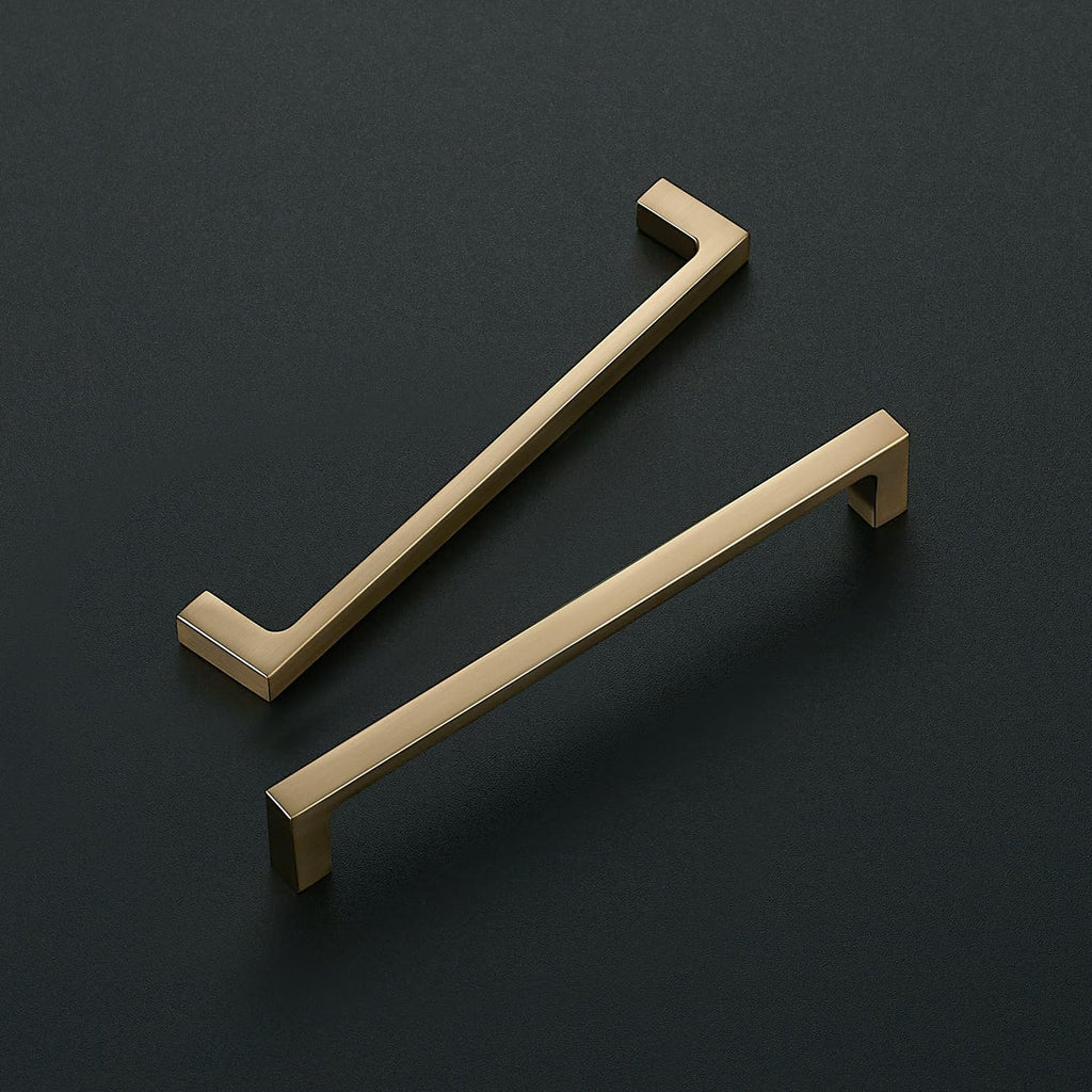 Champagne Bronze Kitchen Square Cabinet Handles 6-1/4 Inch 20 Pack