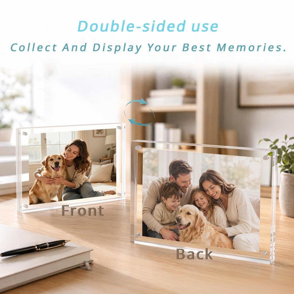 Acrylic Picture Frame 5x7 Tabletop Photo Frame Magnetic Double Sided Frame Free Standing Desktop for Display