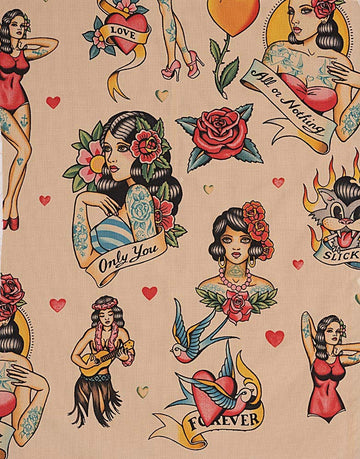 Don't Gamble with Love Antquie Fabric - by The Yard (Yard) (Yard)