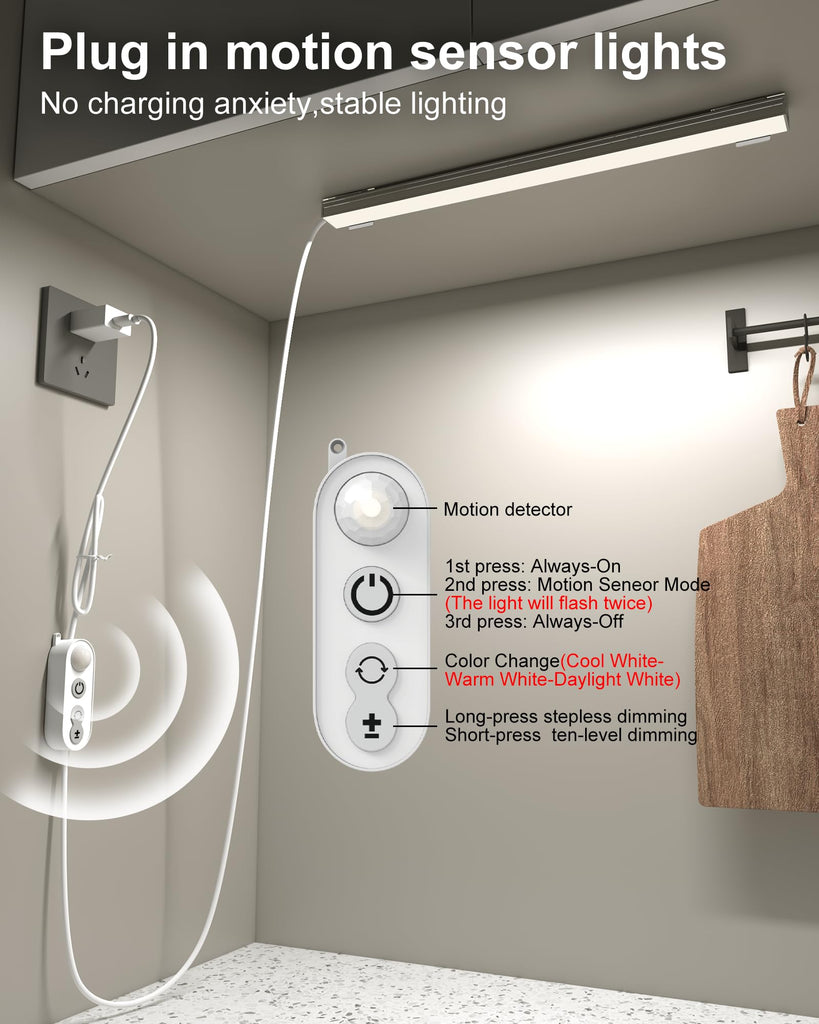Motion Sensor LED Under Counter Light 14.5in 3 Color