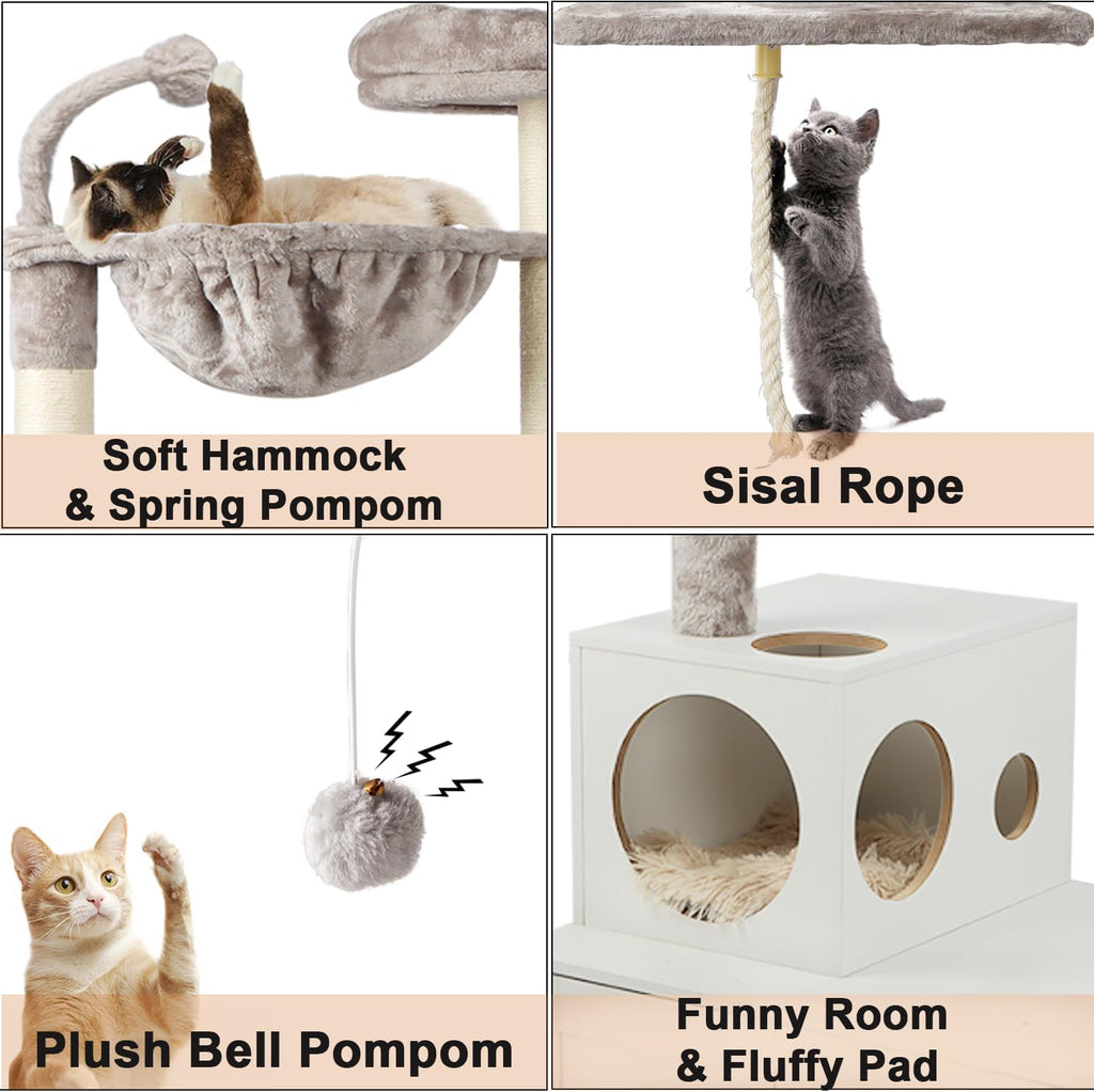 Cat Tree with Litter Box Enclosure, 2-in-1 Cat Tower