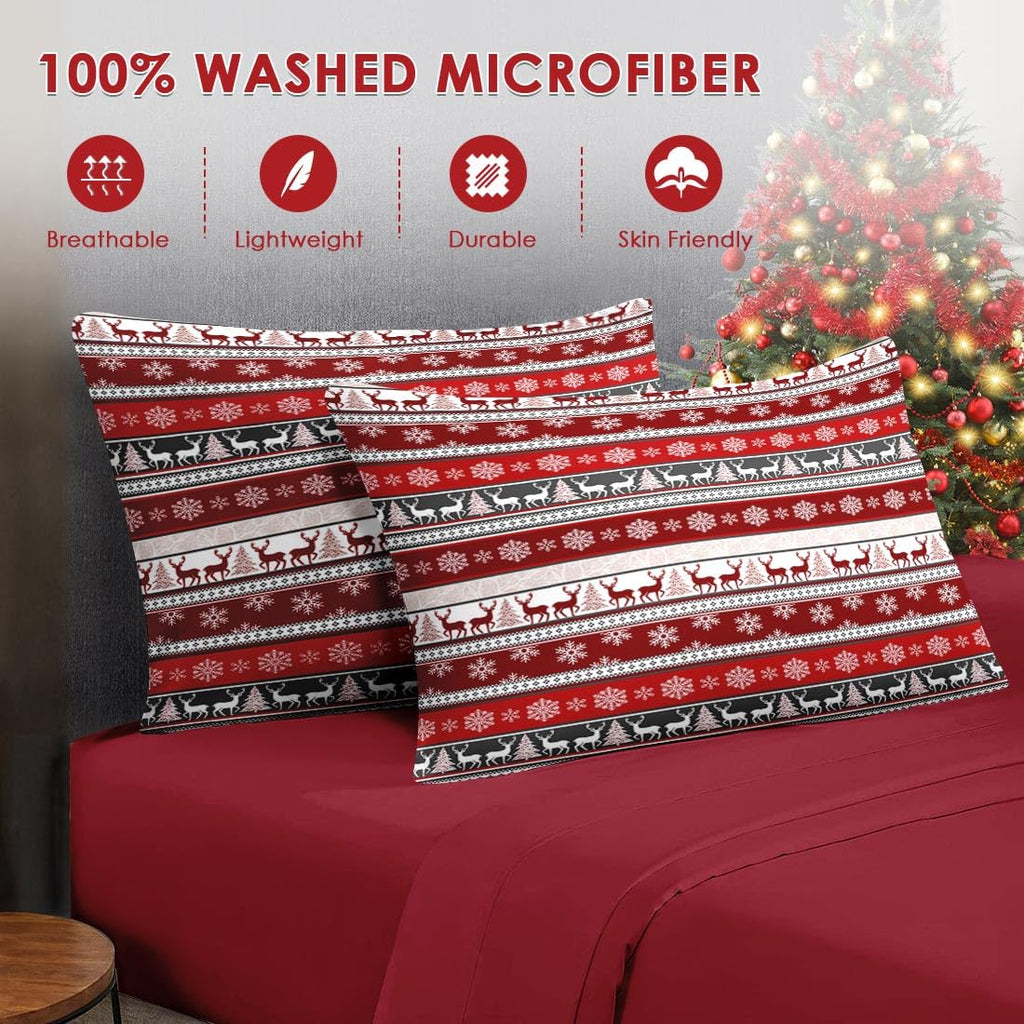 Full Christmas Comforter Set with Sheets, 7 Pieces Boho Bedding