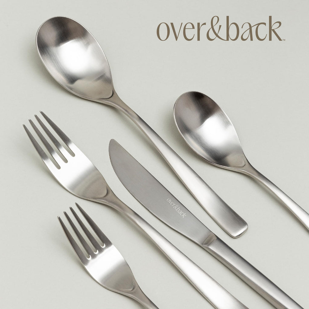 20pc Curved Flatware Cutlery Set - Comes with 4 Dinner Forks, 4 Salad Forks, 4 Dinner Knives, 4 Dinner Spoons, and 4