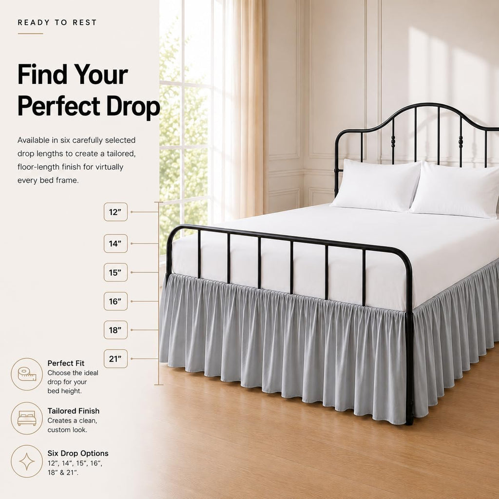 Ruffled Bed Skirt with Split Corners Three Side Coverage-Full Size Dust Ruffles Bed Skirts 14 Inch Drop Expertise