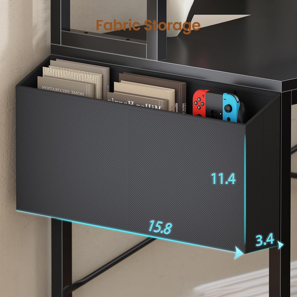 L Shaped Gaming Desk, 51.2" Reversible Small Corner Desk with 4 Drawer, Power Outlet & LED Lights, Home Office Desk