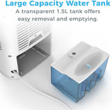 PureDry Deluxe Dehumidifier - Mid-Sized 1.5L Water Tank Eliminates 500ml/day in Excess Moisture from Closets