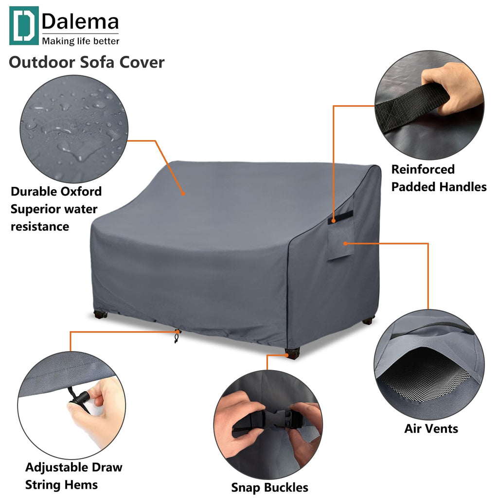 Outdoor 3-Seater Loveseat Cover, 600D Heavy Duty 100% Waterproof Patio Sofa Cover, Furniture Covers for Sofa and