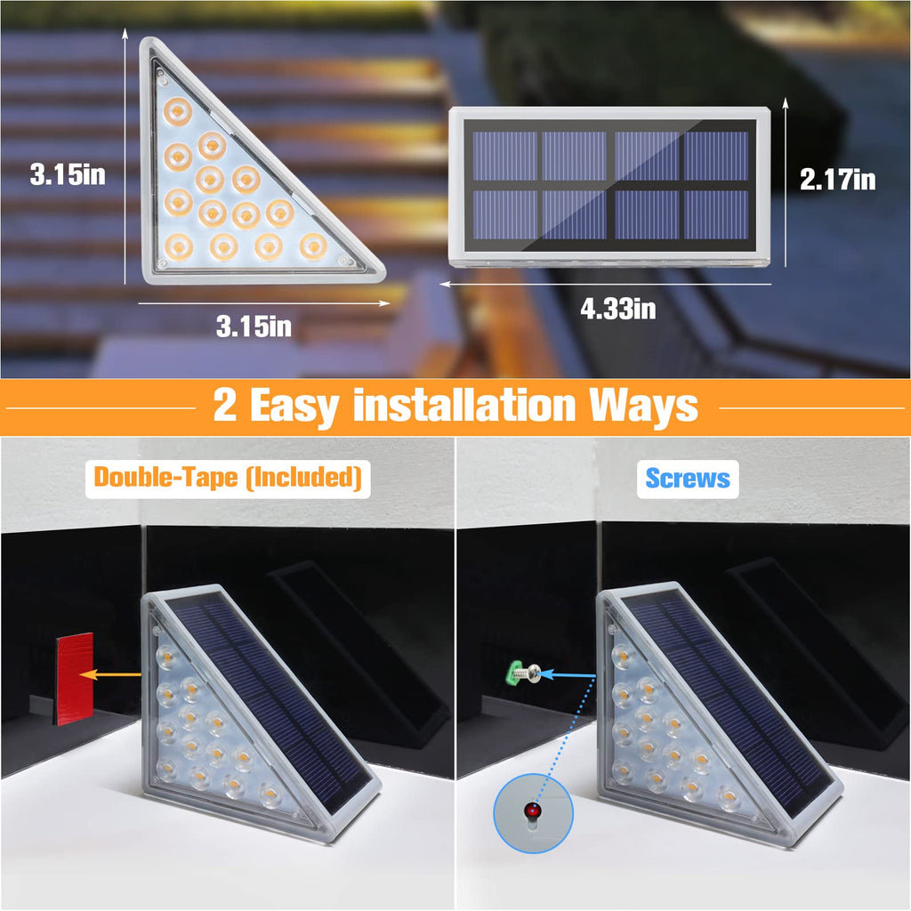 Solar Stair Lights 6 Pack, Solar Step Lights Outdoor Waterproof