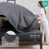 7 Pieces Queen Comforter Set, All Season Reversible Bed in a Bag, Ultra Soft Queen Bedding Set with Grey Comforter