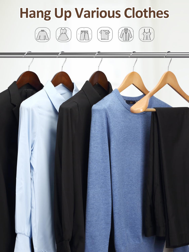 Wide Shoulder Wooden Hangers 8 Pack Coat Hanger with Non Slip Pants Bar, Heavy Duty Suit Hanger Wood Clothes Hangers