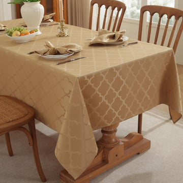Jacquard Tablecloth Rectangle Damask Fabric Table Cloth, Water Resistant & Wrinkle Free Polyester Ta