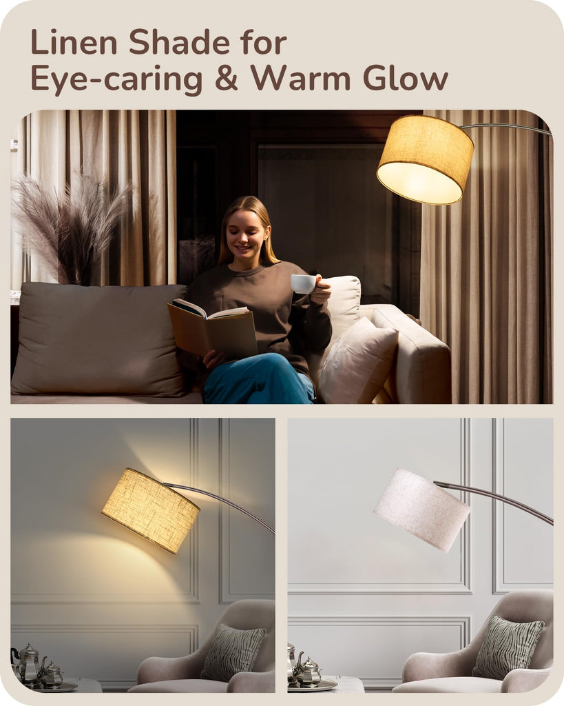 Bronze Modern Floor Lamp with Remote, 78.3" Tall Arc Standing Lamp